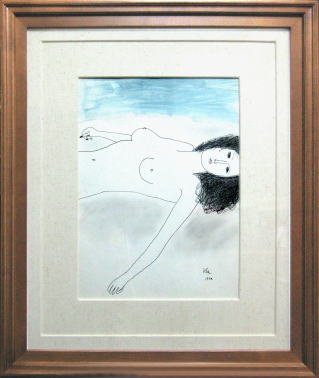 風間完 裸婦 クロッキー5号大 絵画（ペン 鉛筆）作品